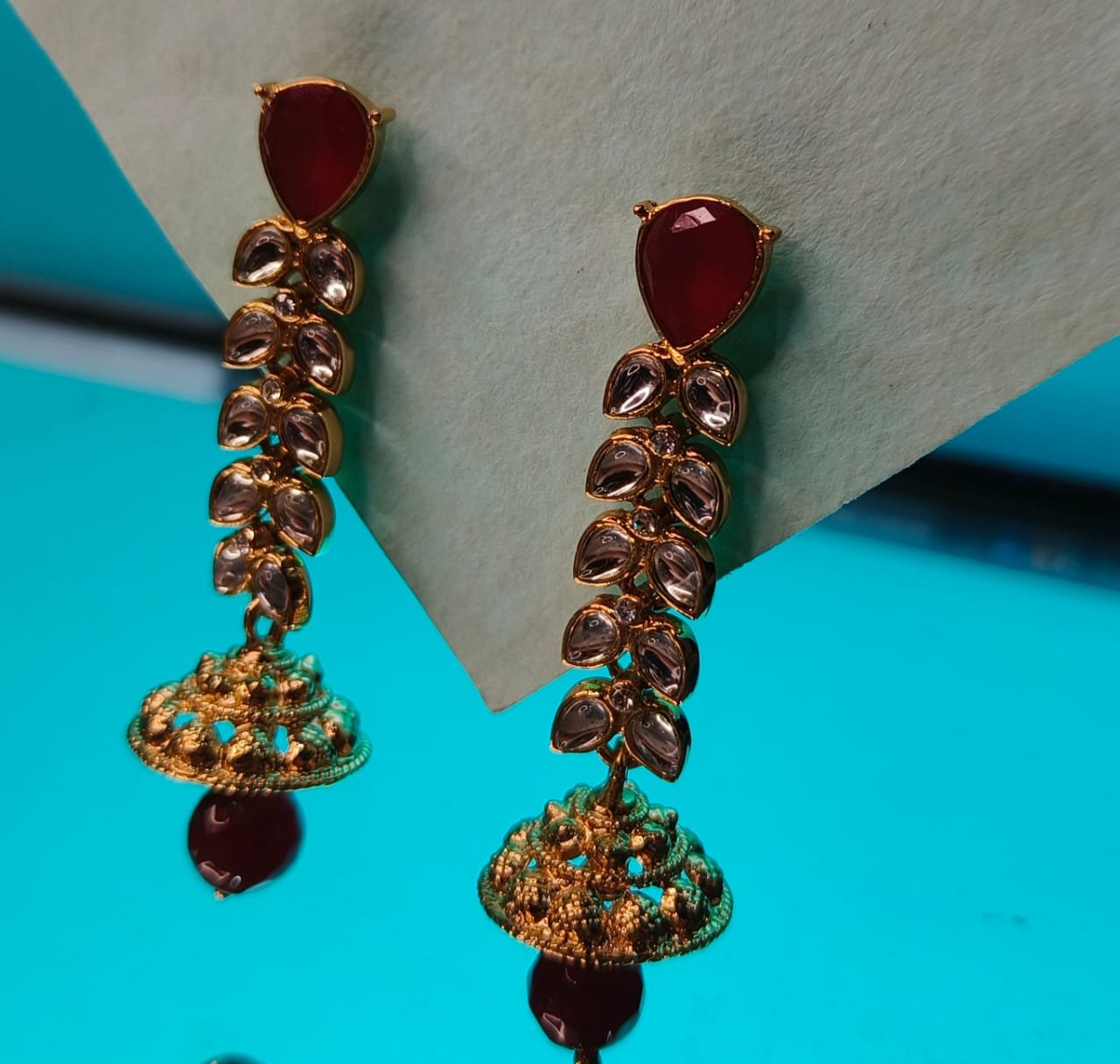 Ruby Blossom Drop Earrings